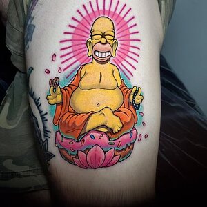 Homer Simpson Buddah Tattoo