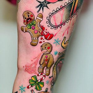 Xmas Gingerbread Men Tattoo