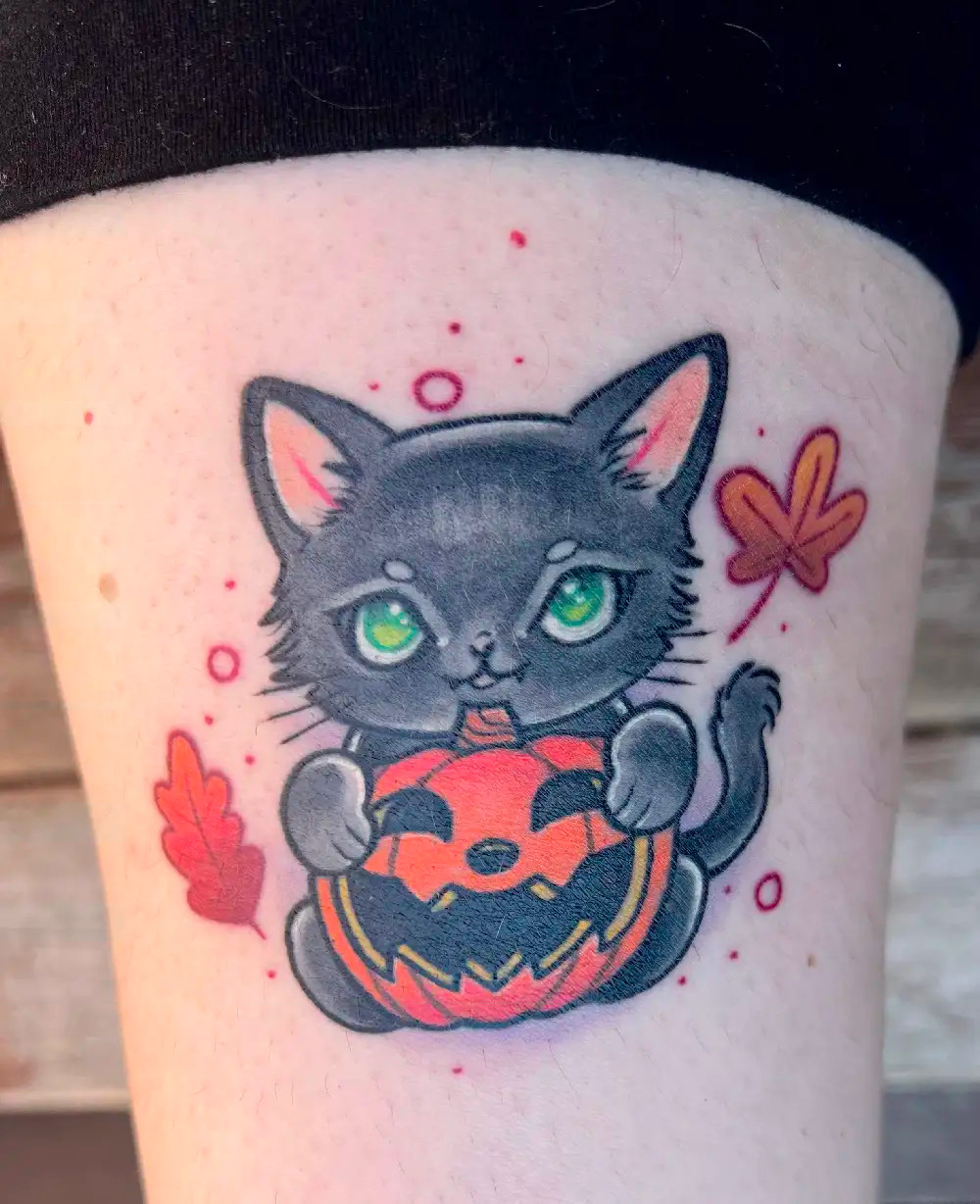 Halloween Kitty Tattoo by Korynn West